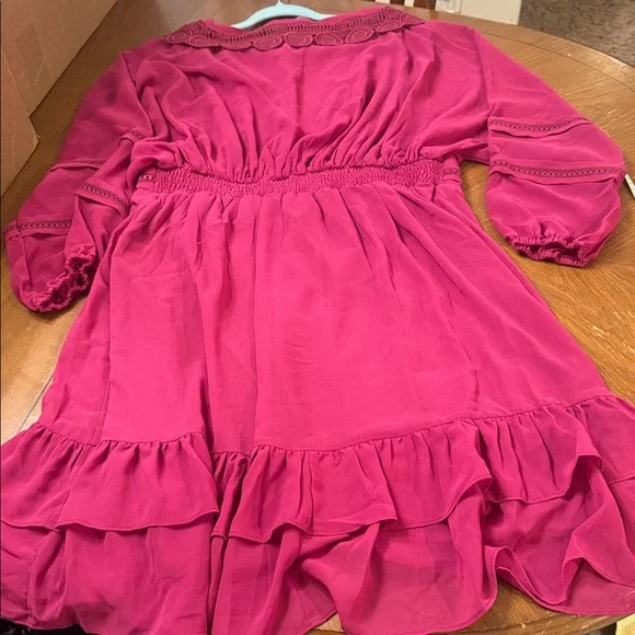 NWT City Chic Sweetheart Embroidered V-Neck Bohemian Dress in Fuchsia size 16 - Picture 8 of 8